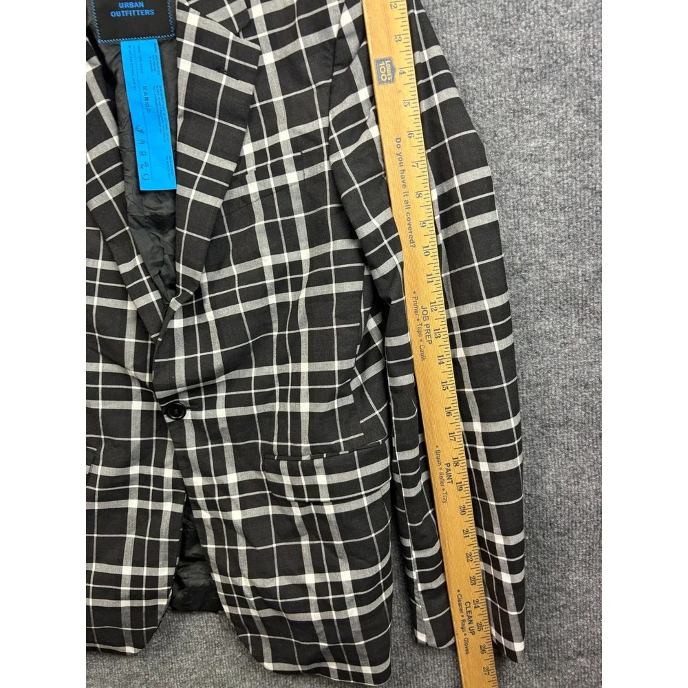 Urban Outfitters Blazer Mens 38 Black White Plaid Skinny Single Button Jacket